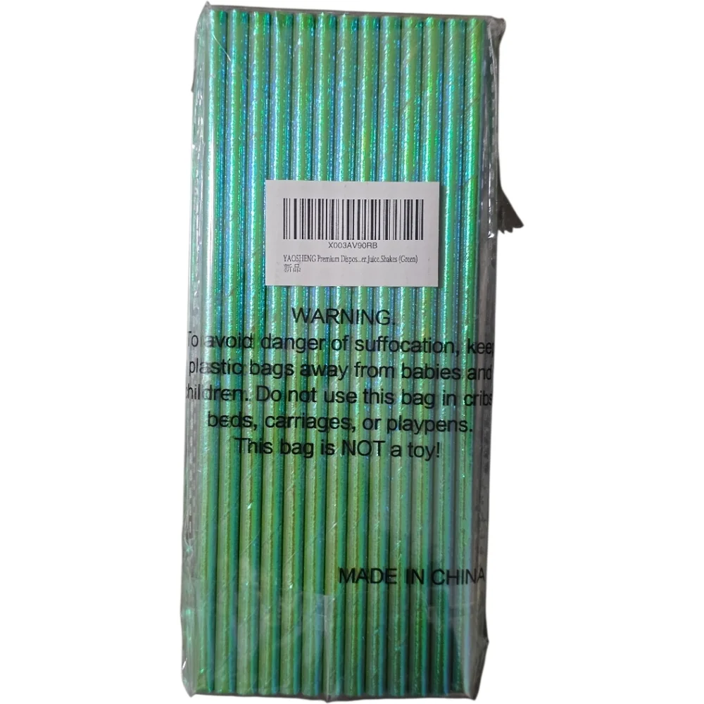 YAOSHENG Decorative Paper Straws Iridescent Green 100ct